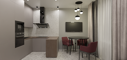 Интерьер кухни 3к квартиры