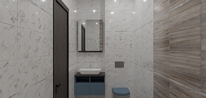 Проект ванной 1-к квартиры 38,2 м2