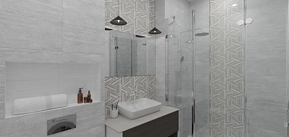 Проект ванной 1-квартиры 43,8 м2