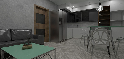 Проект кухни 2-к квартиры 66,2 м2