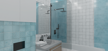 Проект ванной 1-к квартиры